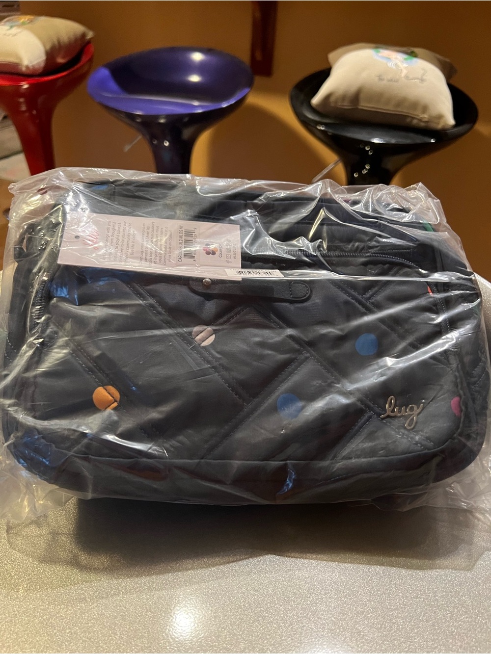 lug Carousel XL Crossbody in Multi Dots Navy NWT